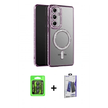 MARSİLYAN™- Galaxy S26 Plus Kılıf Siluet Işık Serisi - Siyah Bilvis Hayalet Cam Ekran Koruyucu + Raze Metal Kamera Lens - SH