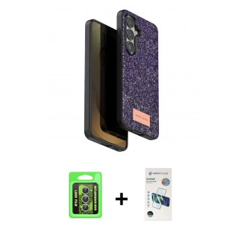 MARSİLYAN™- Galaxy S26 Plus Kılıf Vadi Klasik Serisi - Siyah 3D Antistatik Seramik Nano Ekran Koruyucu + Raze Metal Kamera Lens - GS