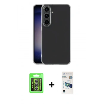 MARSİLYAN™- Galaxy S26 Plus Kılıf Zirve Doku - Siyah 3D Antistatik Seramik Nano Ekran Koruyucu + Raze Metal Kamera Lens - GS