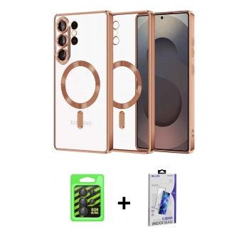 MARSİLYAN™- Galaxy S26 Ultra Kılıf Nova Işık Özel Seri - Siyah Bilvis 3D Cam Ekran Koruyucu + Raze Metal Kamera Lens - SH
