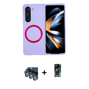 MARSİLYAN™- Galaxy Z Fold 5 Kılıf Ahenk Form Prime - Şeffaf 360 Fold Full Body + Valdez Metal Kamera Lens - MI