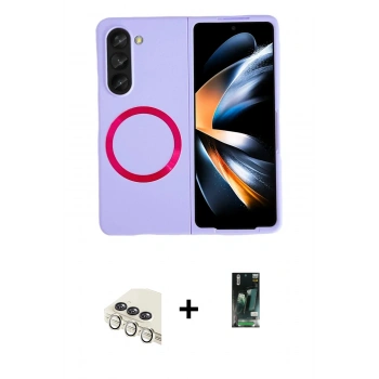 MARSİLYAN™- Galaxy Z Fold 5 Kılıf Ahenk Form Prime - Şeffaf 360 Fold Full Body + Valdez Metal Kamera Lens - KM