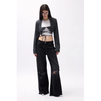 MARSiLYAN- Göğüs Bra Detay Crop Ceket