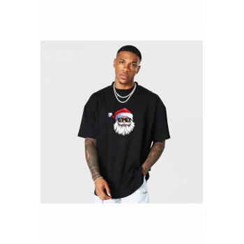 MARSiLYAN- Gözlüklü Noel Baba T-shirt - Siyah