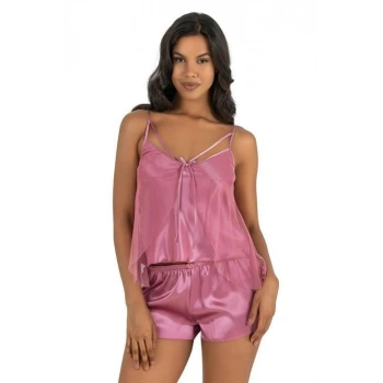 MARSiLYAN-  Gül kurusu Saten Şort Takımı