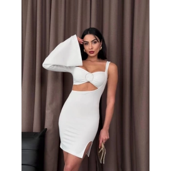 MARSiLYAN- Halka Detaylı Tek Kol Mini Elbise