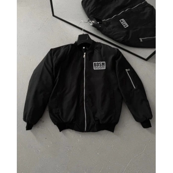 MARSiLYAN- İçi Kapitone Astarlı Tam Kalıp Baskılı Bomber Ceket - Siyah