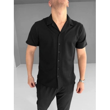 MARSiLYAN- İki İplik Kumaş Gömlek - Siyah