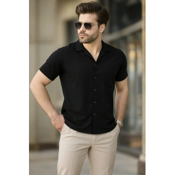 MARSiLYAN- İki İplik Kumaş Gömlek - Siyah