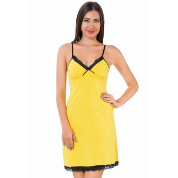 MARSiLYAN- İp Askılı Gecelik Sarı - Siyah