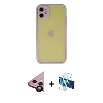 MARSİLYAN™- iPhone 11 Kılıf Ahenk Çizgi Serisi - Siyah 3D Antistatik Seramik Nano Ekran Koruyucu + Raze Metal Kamera Lens - SH