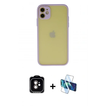 MARSİLYAN™- iPhone 11 Kılıf Ahenk Çizgi Serisi - Siyah 3D Antistatik Seramik Nano Ekran Koruyucu + PVD Metal Kamera Lens - TU