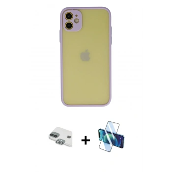 MARSİLYAN™- iPhone 11 Kılıf Ahenk Çizgi Serisi - Siyah 3D Antistatik Seramik Nano Ekran Koruyucu + Pers Alüminyum Kamera Lens - YL