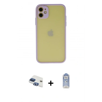 MARSİLYAN™- iPhone 11 Kılıf Ahenk Çizgi Serisi - Siyah Joko Magic 5D Cam + Pers Alüminyum Kamera Lens - LT