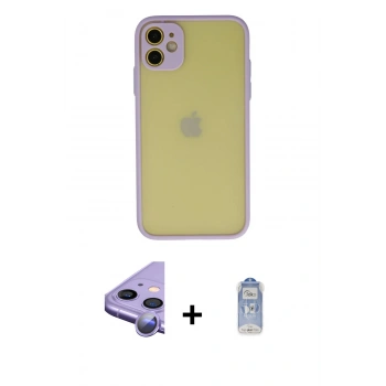 MARSİLYAN™- iPhone 11 Kılıf Ahenk Çizgi Serisi - Siyah Joko Magic 5D Cam + Raze Metal Kamera Lens - MR