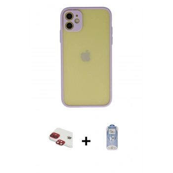 MARSİLYAN™- iPhone 11 Kılıf Ahenk Çizgi Serisi - Siyah Joko Magic 5D Cam + Pers Alüminyum Kamera Lens - KI
