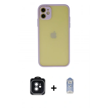 MARSİLYAN™- iPhone 11 Kılıf Ahenk Çizgi Serisi - Siyah Joko Magic 5D Cam + PVD Metal Kamera Lens - SH