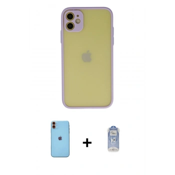 MARSİLYAN™- iPhone 11 Kılıf Ahenk Çizgi Serisi - Siyah Joko Magic 5D Cam + Neon Fosforlu Kamera Lens - TU