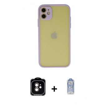 MARSİLYAN™- iPhone 11 Kılıf Ahenk Çizgi Serisi - Siyah Joko Magic 5D Cam + PVD Metal Kamera Lens - TU