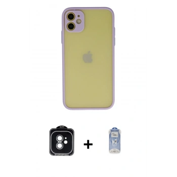 MARSİLYAN™- iPhone 11 Kılıf Ahenk Çizgi Serisi - Siyah Joko Magic 5D Cam + PVD Metal Kamera Lens - YL