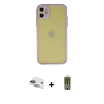 MARSİLYAN™- iPhone 11 Kılıf Ahenk Çizgi Serisi - Siyah Joko Magic 5D Hayalet Cam + Pers Alüminyum Kamera Lens - YL