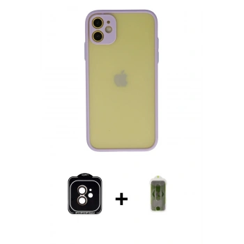 MARSİLYAN™- iPhone 11 Kılıf Ahenk Çizgi Serisi - Siyah Joko Magic 5D Hayalet Cam + PVD Metal Kamera Lens - TU