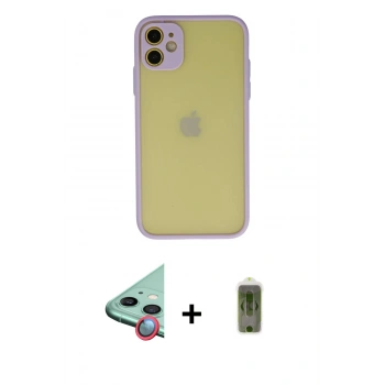 MARSİLYAN™- iPhone 11 Kılıf Ahenk Çizgi Serisi - Siyah Joko Magic 5D Hayalet Cam + Raze Metal Kamera Lens - KI