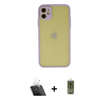 MARSİLYAN™- iPhone 11 Kılıf Ahenk Çizgi Serisi - Siyah Joko Magic 5D Hayalet Cam + Kamera Lens Koruma Cam - SF
