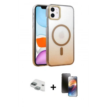 MARSİLYAN™- iPhone 11 Kılıf Ahenk Doku Özel Seri - Siyah 3D Antistatik Mat Seramik Nano Ekran Koruyucu + Pers Alüminyum Kamera Lens - YL