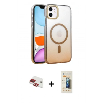 MARSİLYAN™- iPhone 11 Kılıf Ahenk Doku Özel Seri - Siyah 6D Mat Seramik Hayalet Nano Ekran Koruyucu + Pers Alüminyum Kamera Lens - KI