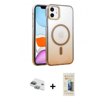 MARSİLYAN™- iPhone 11 Kılıf Ahenk Doku Özel Seri - Siyah 6D Mat Seramik Hayalet Nano Ekran Koruyucu + Pers Alüminyum Kamera Lens - YL