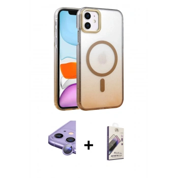 MARSİLYAN™- iPhone 11 Kılıf Ahenk Doku Özel Seri - Siyah Bilvis 3D Mat Cam Ekran Koruyucu + Raze Metal Kamera Lens - MR