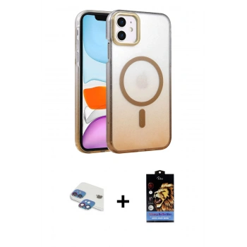 MARSİLYAN™- iPhone 11 Kılıf Ahenk Doku Özel Seri - Siyah Buffer Hayalet Cam Ekran Koruyucu + Pers Alüminyum Kamera Lens - GI