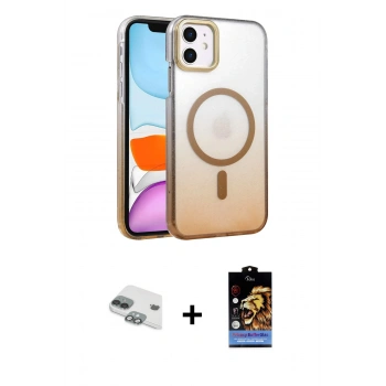MARSİLYAN™- iPhone 11 Kılıf Ahenk Doku Özel Seri - Siyah Buffer Hayalet Cam Ekran Koruyucu + Pers Alüminyum Kamera Lens - YL