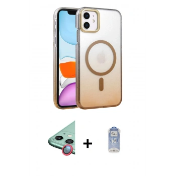 MARSİLYAN™- iPhone 11 Kılıf Ahenk Doku Özel Seri - Siyah Joko Magic 5D Cam + Raze Metal Kamera Lens - KI
