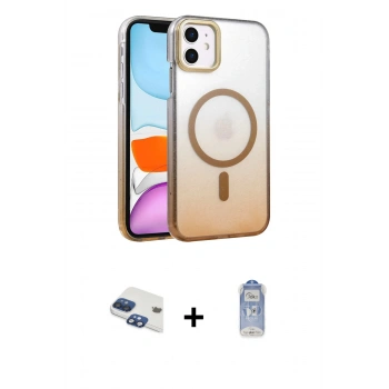 MARSİLYAN™- iPhone 11 Kılıf Ahenk Doku Özel Seri - Siyah Joko Magic 5D Cam + Pers Alüminyum Kamera Lens - LT