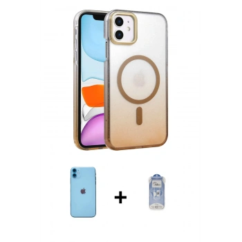 MARSİLYAN™- iPhone 11 Kılıf Ahenk Doku Özel Seri - Siyah Joko Magic 5D Cam + Neon Fosforlu Kamera Lens - MI