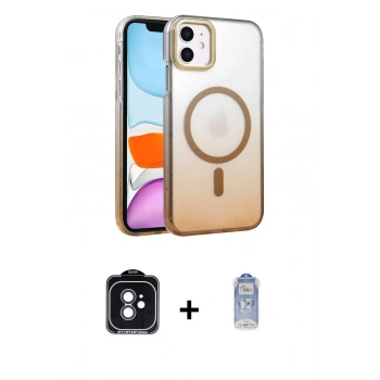 MARSİLYAN™- iPhone 11 Kılıf Ahenk Doku Özel Seri - Siyah Joko Magic 5D Cam + PVD Metal Kamera Lens - SH