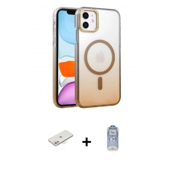 MARSİLYAN™- iPhone 11 Kılıf Ahenk Doku Özel Seri - Siyah Joko Magic 5D Cam + Renkli Kamera Lens Koruma Cam - YL