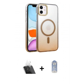 MARSİLYAN™- iPhone 11 Kılıf Ahenk Doku Özel Seri - Siyah Joko Magic 5D Cam + Kamera Lens Koruma Cam - SF