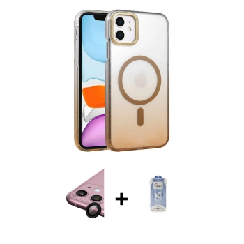MARSİLYAN™- iPhone 11 Kılıf Ahenk Doku Özel Seri - Siyah Joko Magic 5D Cam + Raze Metal Kamera Lens - SH