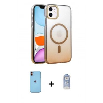 MARSİLYAN™- iPhone 11 Kılıf Ahenk Doku Özel Seri - Siyah Joko Magic 5D Cam + Neon Fosforlu Kamera Lens - TU