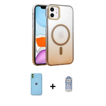 MARSİLYAN™- iPhone 11 Kılıf Ahenk Doku Özel Seri - Siyah Joko Magic 5D Cam + Neon Fosforlu Kamera Lens - YL