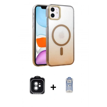 MARSİLYAN™- iPhone 11 Kılıf Ahenk Doku Özel Seri - Siyah Joko Magic 5D Cam + PVD Metal Kamera Lens - YL