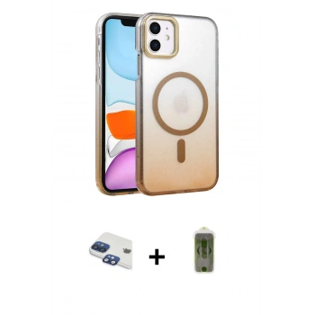 MARSİLYAN™- iPhone 11 Kılıf Ahenk Doku Özel Seri - Siyah Joko Magic 5D Hayalet Cam + Pers Alüminyum Kamera Lens - LT