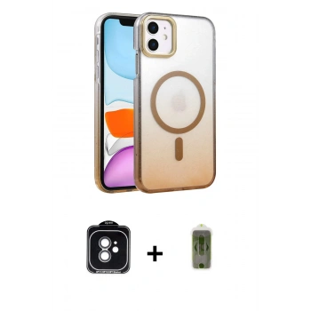 MARSİLYAN™- iPhone 11 Kılıf Ahenk Doku Özel Seri - Siyah Joko Magic 5D Hayalet Cam + PVD Metal Kamera Lens - YL