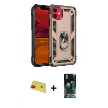 MARSİLYAN™- iPhone 11 Kılıf Ahenk Klasik Koleksiyonu - Şeffaf 360 Full Body Arka Koruyucu + Rainbow Kamera Lens Koruma Cam - KI