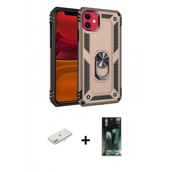 MARSİLYAN™- iPhone 11 Kılıf Ahenk Klasik Koleksiyonu - Şeffaf 360 Full Body Arka Koruyucu + Renkli Kamera Lens Koruma Cam - PE