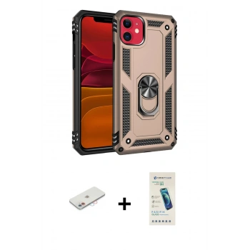 MARSİLYAN™- iPhone 11 Kılıf Ahenk Klasik Koleksiyonu - Şeffaf Pasifik Cam Ekran Koruyucu + Renkli Kamera Lens Koruma Cam - PE