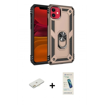 MARSİLYAN™- iPhone 11 Kılıf Ahenk Klasik Koleksiyonu - Şeffaf Pasifik Cam Ekran Koruyucu + Renkli Kamera Lens Koruma Cam - TU
